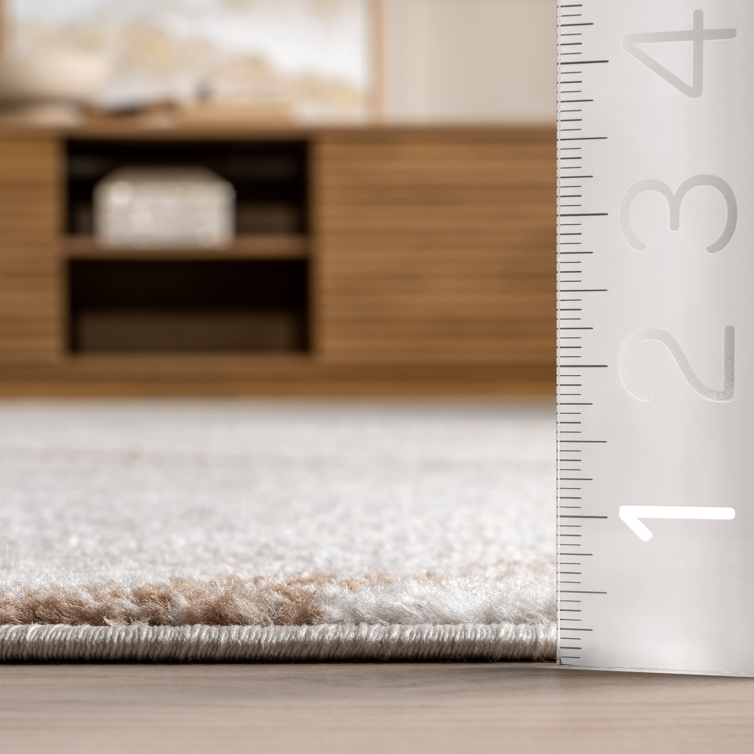 Broken Lattice Pattern Area Rug - Light Brown Shaggy Carpet for Living Room, Bedroom & Home Decor