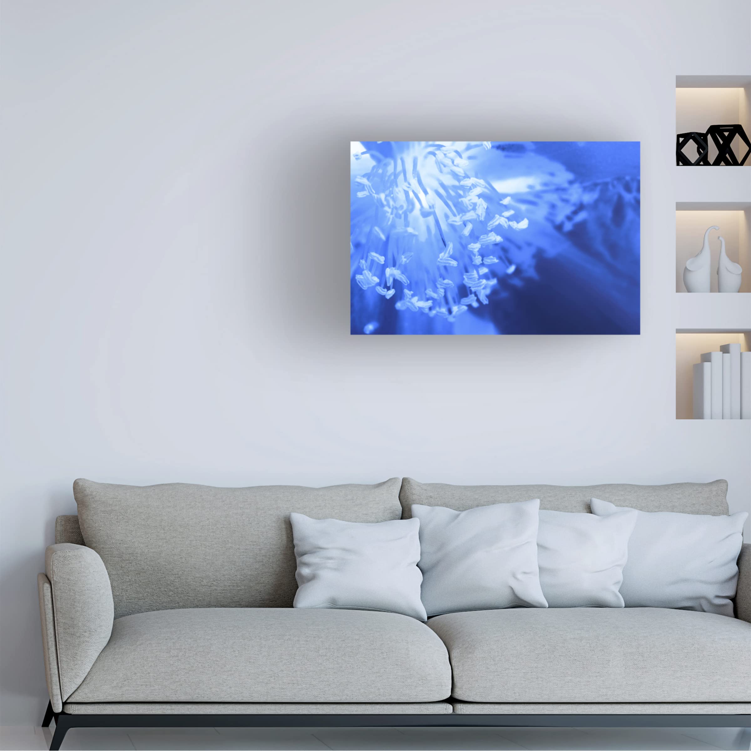 Eva Bane 'Sprayed with Blue 01' Abstract Canvas Wall Art - 16x24 Inches - Modern Home Decor for Living Room, Bedroom & Office