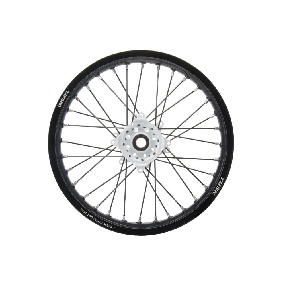 Tusk Impact Complete Rear Wheel 19x2.15 - Black Rim, Black Spokes & White Hub | Fits Yamaha YZ450F (2003-2025), YZ250F (2002-2025), YZ125 (2002-2025) | Dirt Bike, Motocross & Off-Road Racing Replacement Wheel