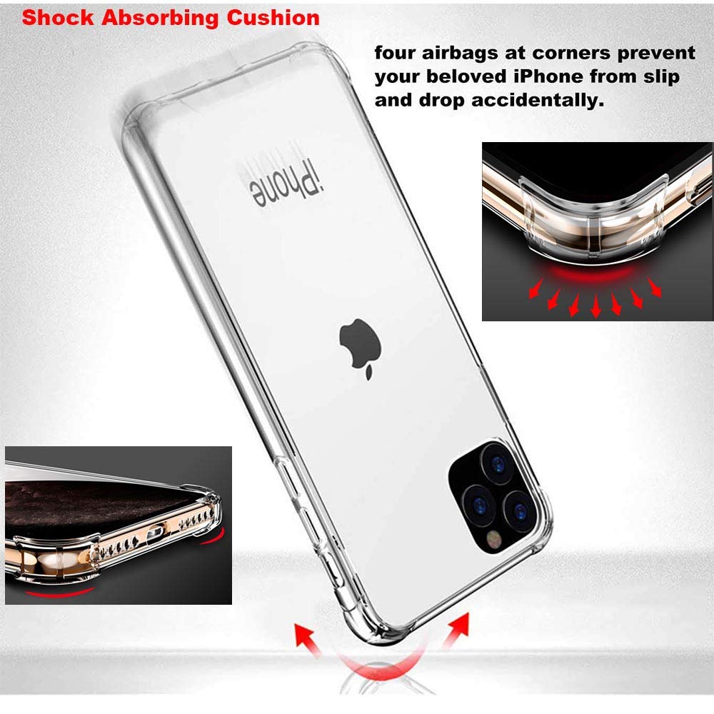 [2-Pack] Crystal Clear Protective Case for iPhone 11 Pro Max 6.5 Inch (2019) - Slim Fit, Shockproof & Scratch Resistant Cover | Perfect for Daily Use, Work & Outdoor Activities
