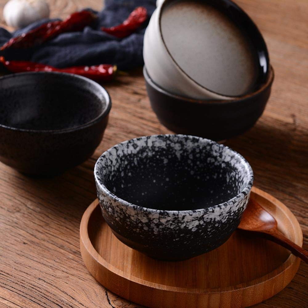 Premium Black Striped Ceramic Rice Bowl - Durable Household Tableware for Rice, Soup & Noodles | Ideal for Asian Cuisine, Daily Meals & Restaurant Use