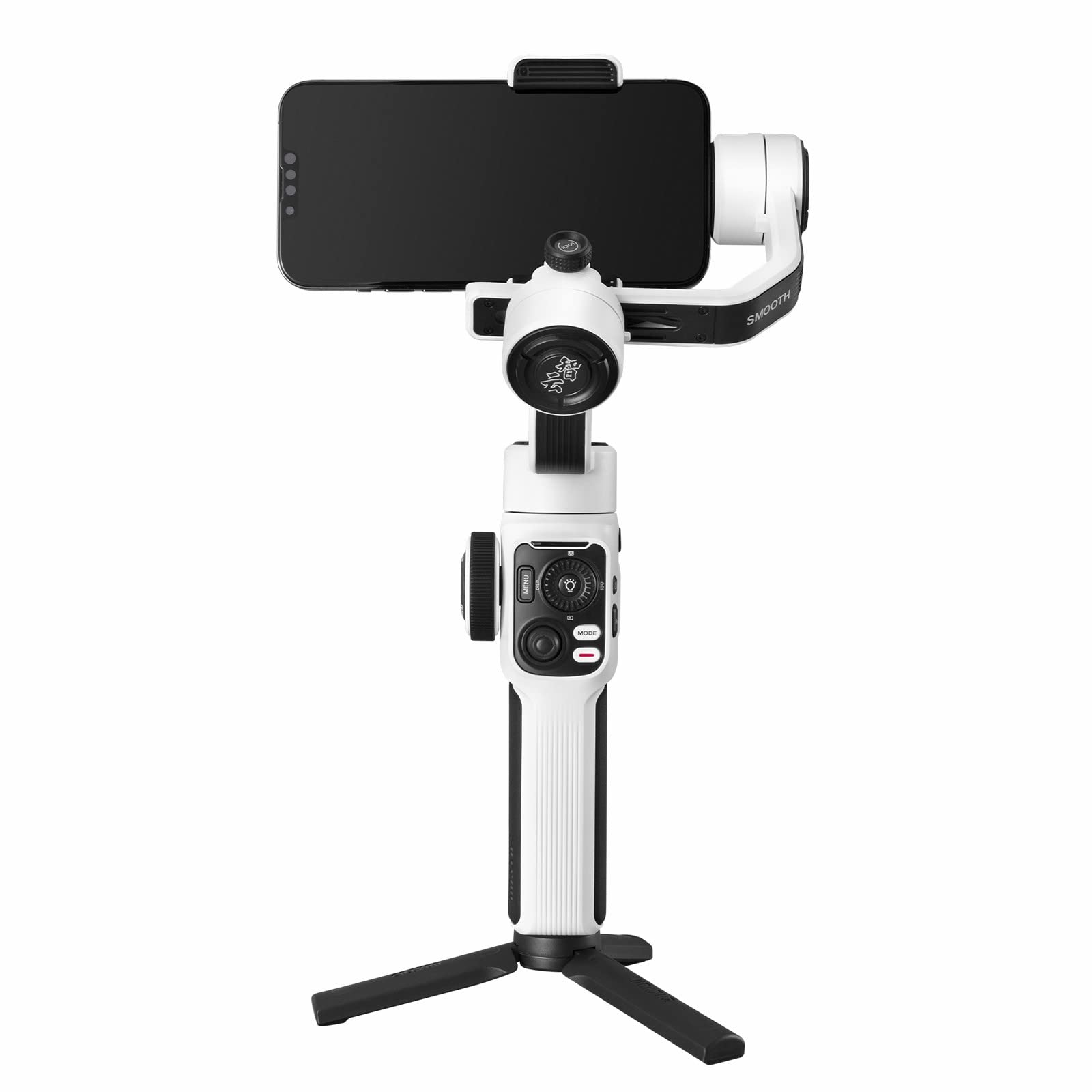 ZHIYUN Smooth 5S White Smartphone Gimbal Stabilizer for iPhone 14/13/12/11/SE & Samsung Android - 3-Axis Handheld Stabilizer with Mini LED Light for YouTube TikTok Vlogging, Live Streaming & Travel Videography