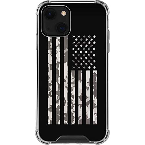 Skinit Clear Phone Case for iPhone 13 Mini - Black & White Camo American Flag Design | Protective Slim Cover | Perfect for Everyday Use, Travel & Outdoor Activities