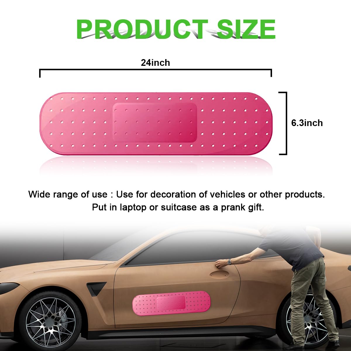 Funny Large Bandage Vinyl Decal for Car - Dent & Scratch Cover Sticker - Giant Bumper Sticker for Truck, SUV, Boat Window - Red Car Accessories for Humor & Protection (Perfect for Covering Dents, Adding Personality to Vehicles, or Prank Gifts)