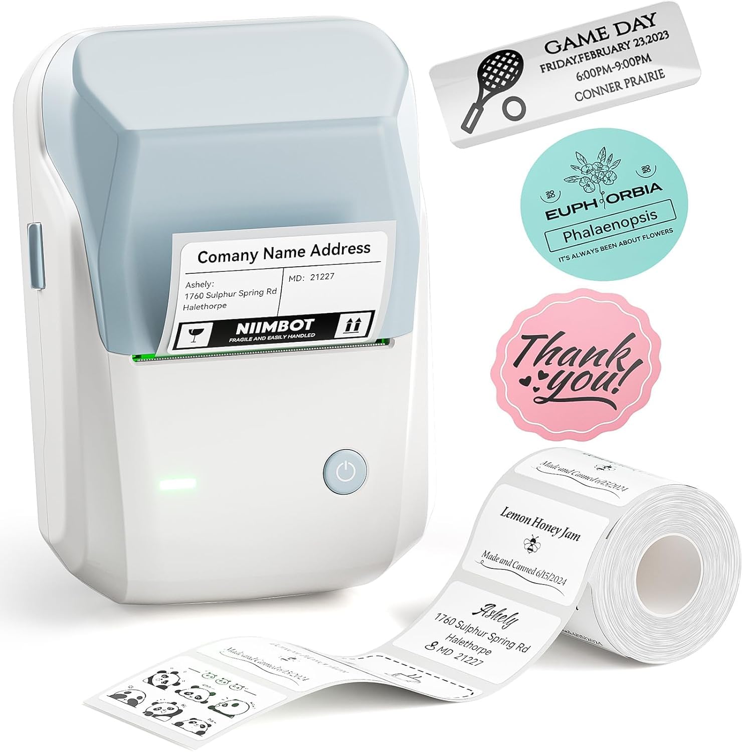NIIMBOT B1 Thermal Label Printer Machine with Tape - 2 Inch Easy-to-Use Label Maker for Office, Home & Business (Includes 230pcs/Roll of 2
