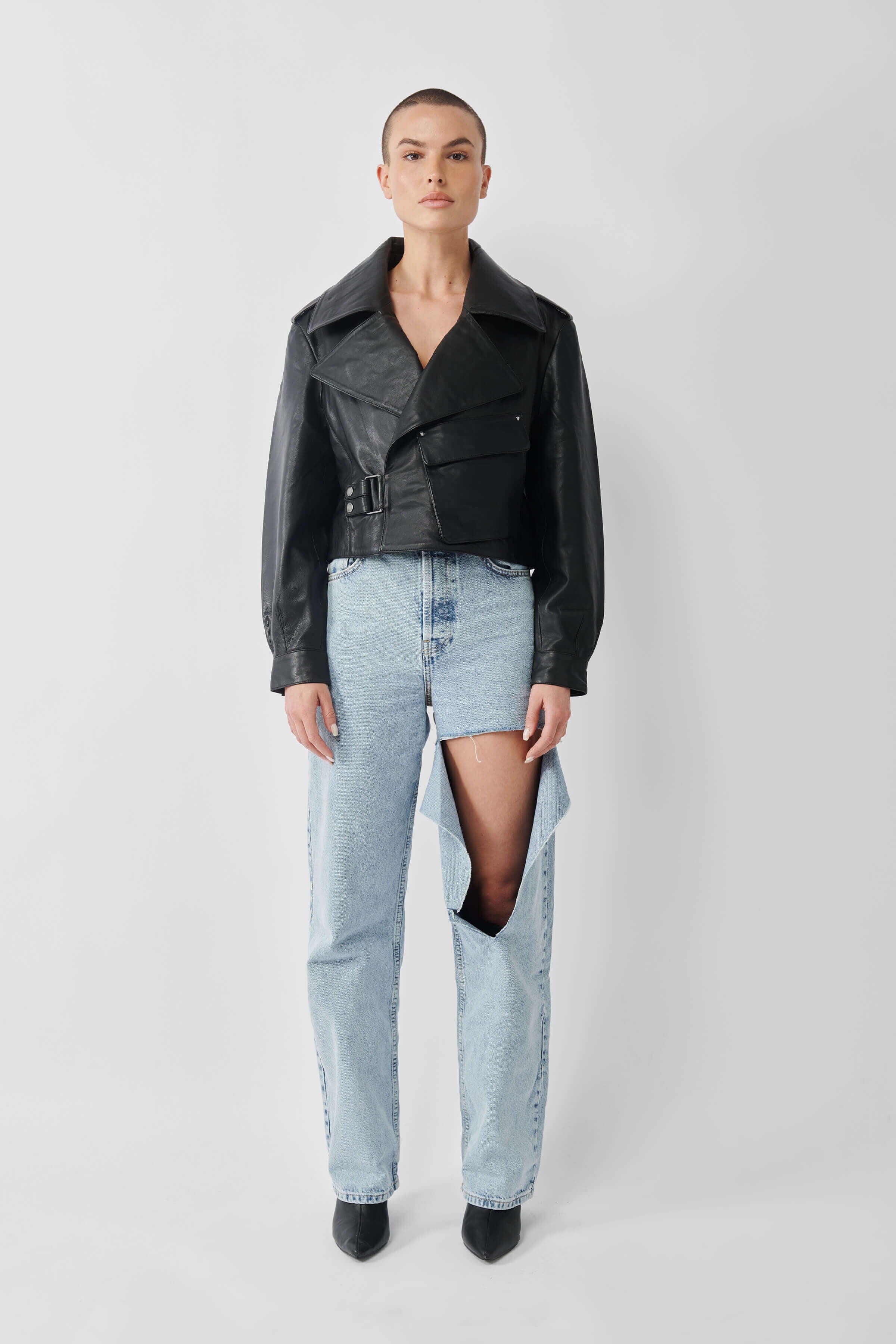 Cropped Blouson Jacket for Women - Stylish Black Outerwear for Casual & Evening Wear | Perfect for Spring & Fall Fashion