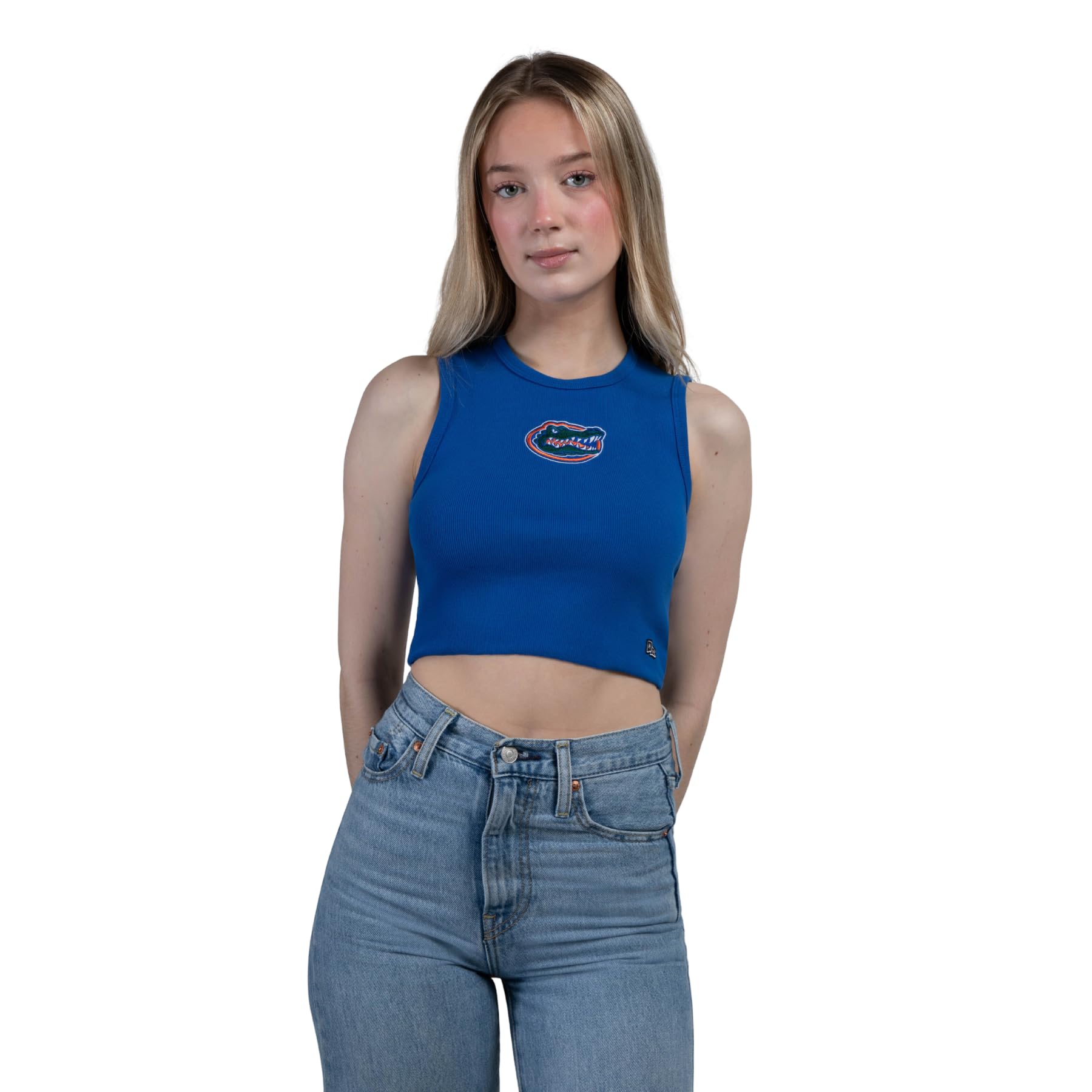 Hype & Vice Women's Cut-Off Cropped Tank Top - University of Florida Gameday Shirt, X-Small, Royal Blue - Perfect for College Football Games, Tailgating & Summer Outfits
