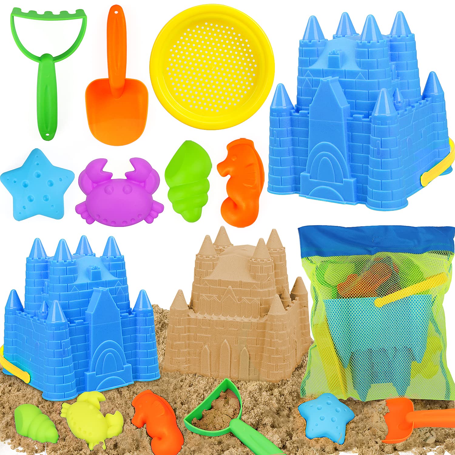 TOY Life Beach Toys for Kids - Sand Castle Building Kit & Sandbox Toys Set for Toddlers Ages 1-3, 4-8, 8-12 - Perfect for Beach Vacations, Summer Play & Outdoor Sand Activities