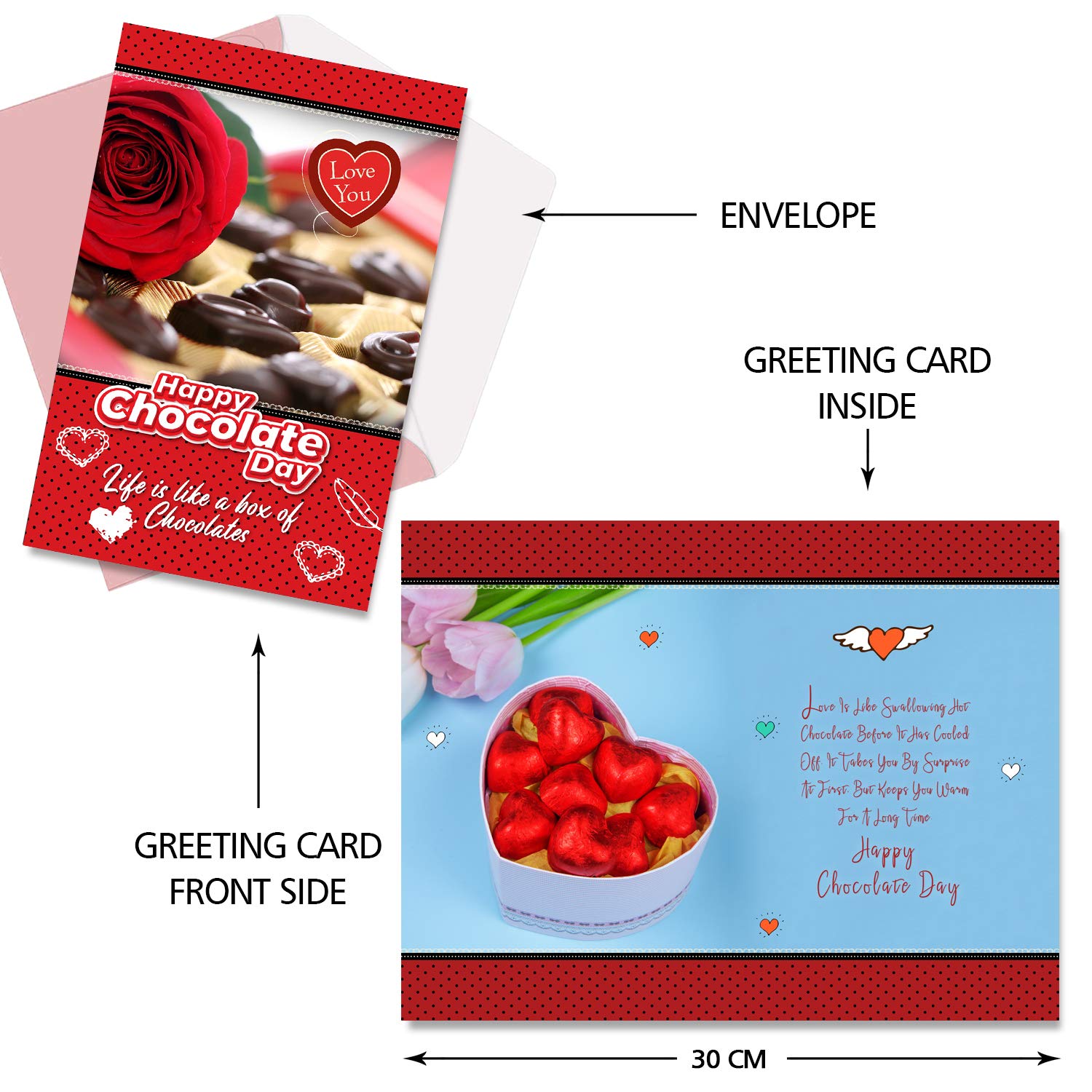 Love You Happy Chocolate Day Greeting Card with 2 Long-Lasting Nail Polishes - Perfect Gift for Women, Birthday, Anniversary & Valentine's Day | Life is Like A Box of Chocolates Theme