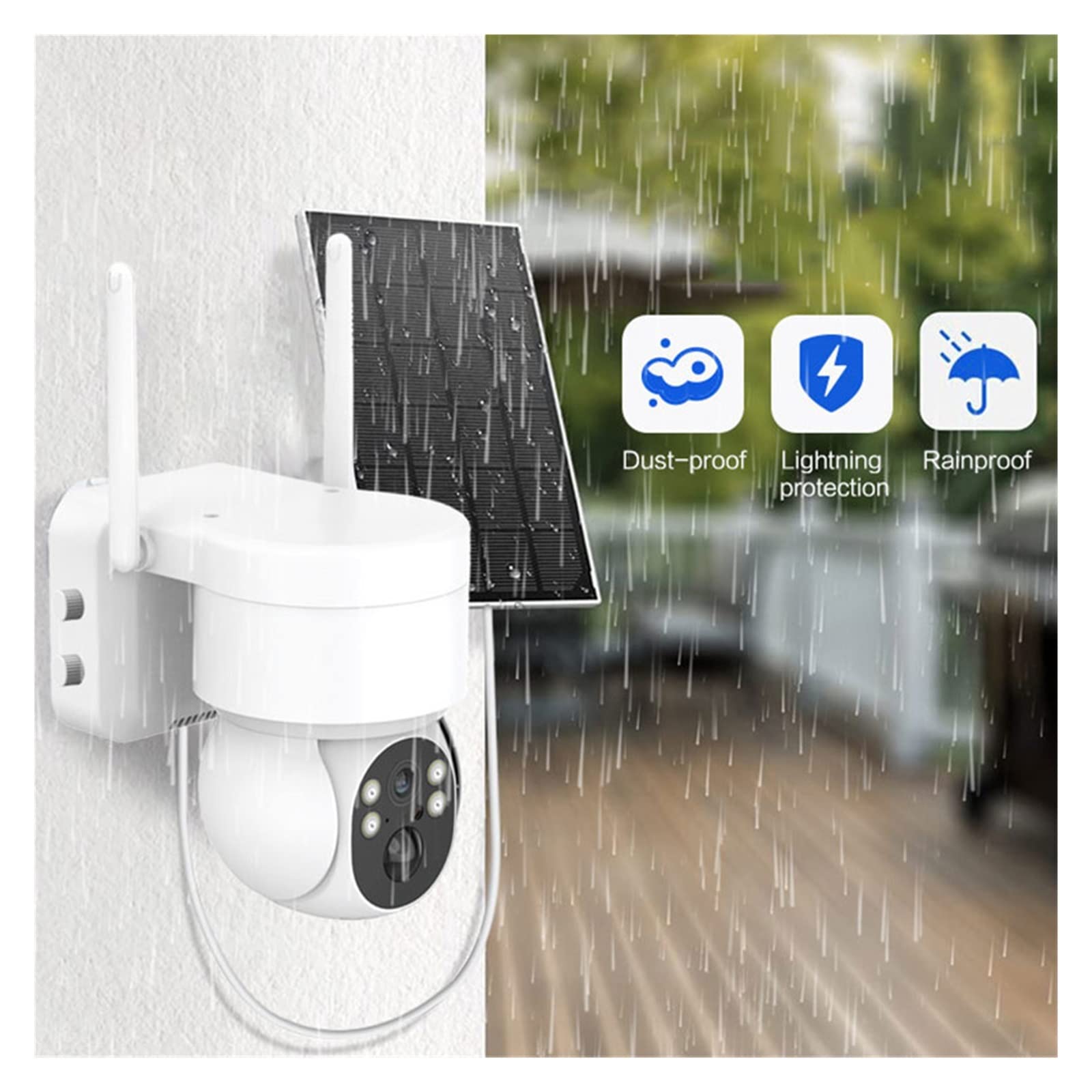 4MP Solar Security Camera Outdoor Wireless WiFi PTZ IP Camera with 128GB Card - Weatherproof Rechargeable Battery for Home Surveillance, Yard & Garden Monitoring