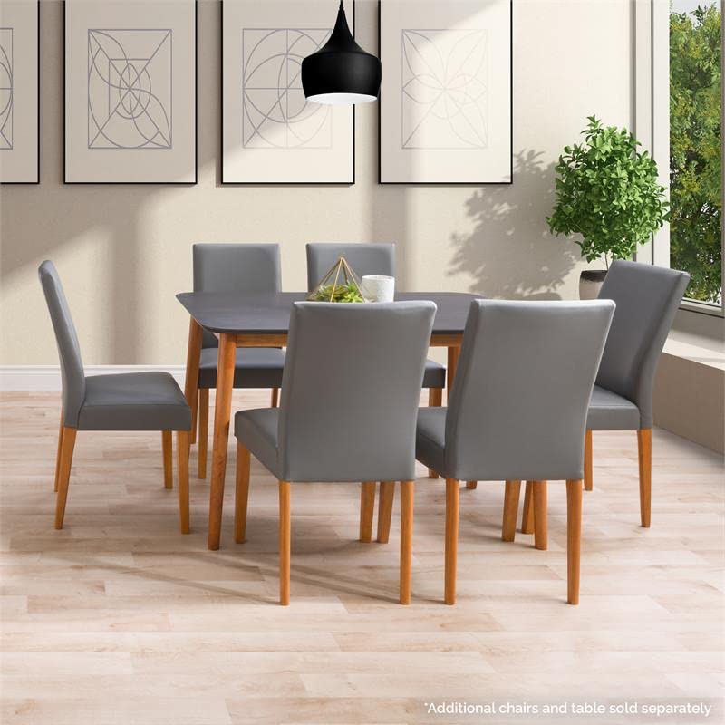 CorLiving Alpine Two-Tone Gray and Wood Dining Chairs - Set of 2 Modern Kitchen Chairs for Dining Room, Breakfast Nook & Small Space Decor