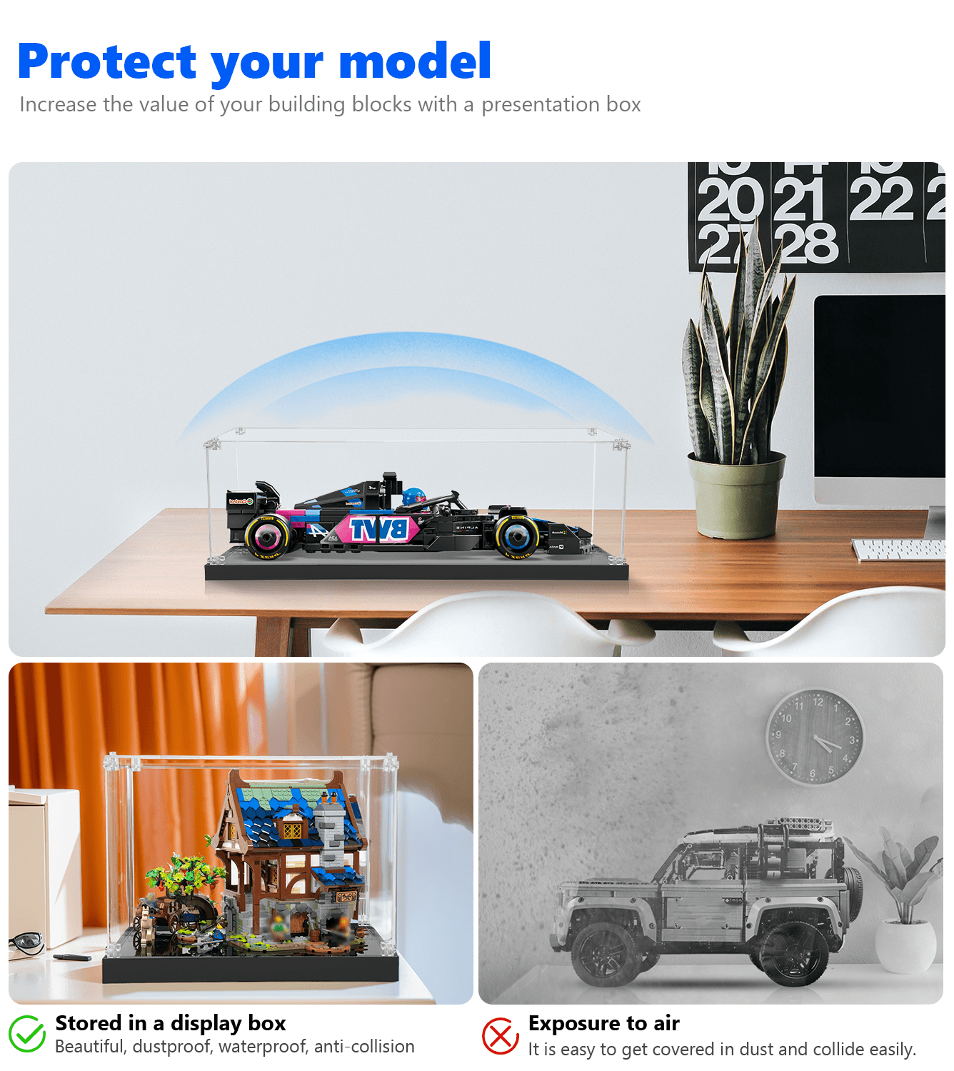 LEGO BWT Alpine F1 A524 (1:32 Scale) Display Case - Protective Showcase for Model 77248 - Perfect for Collectors & Home Decor