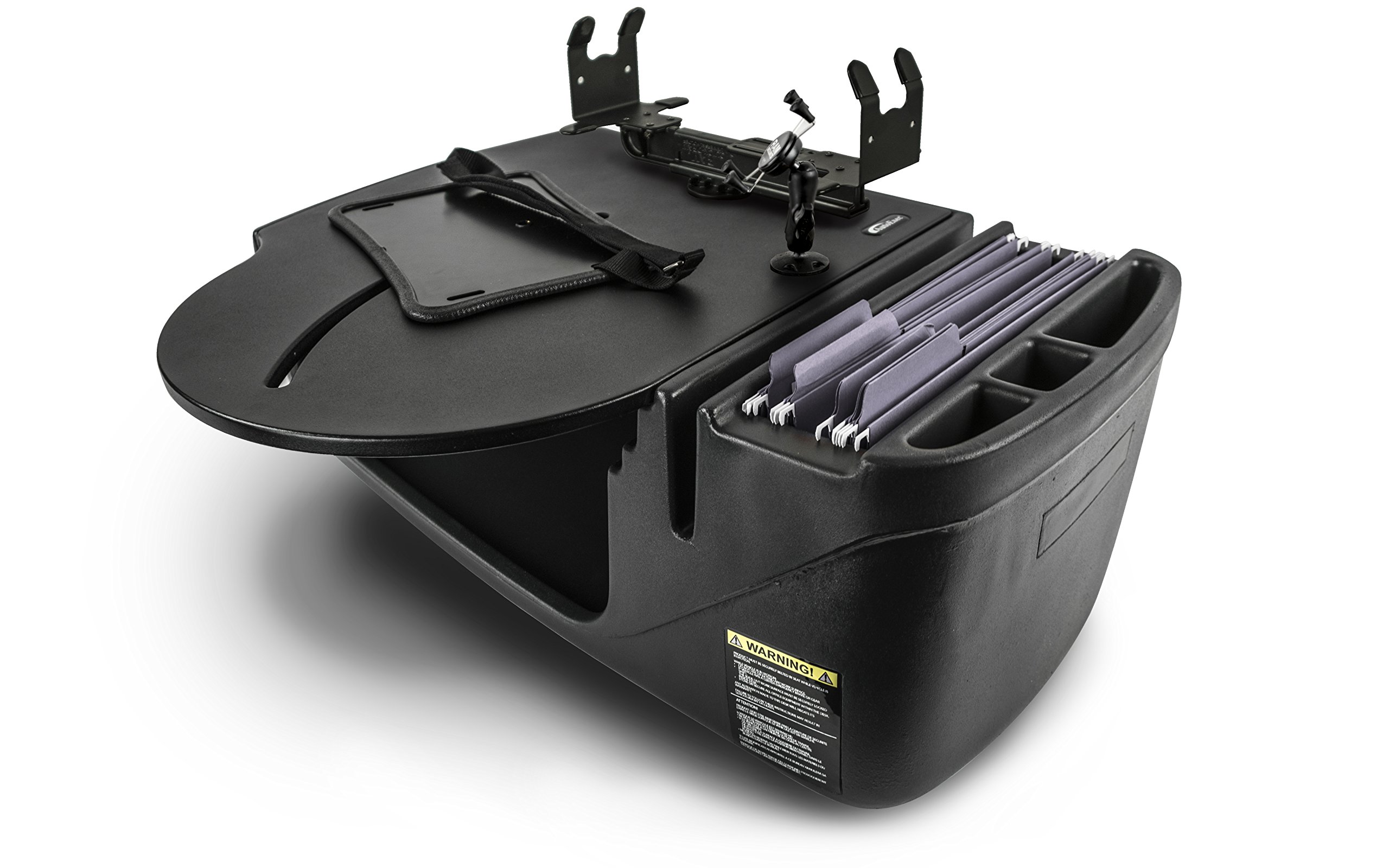 AutoExec AUE25400 RoadMaster Car Desk - Black Finish with Phone Mount & Printer Stand | Portable Laptop Workstation for Professionals on the Go
