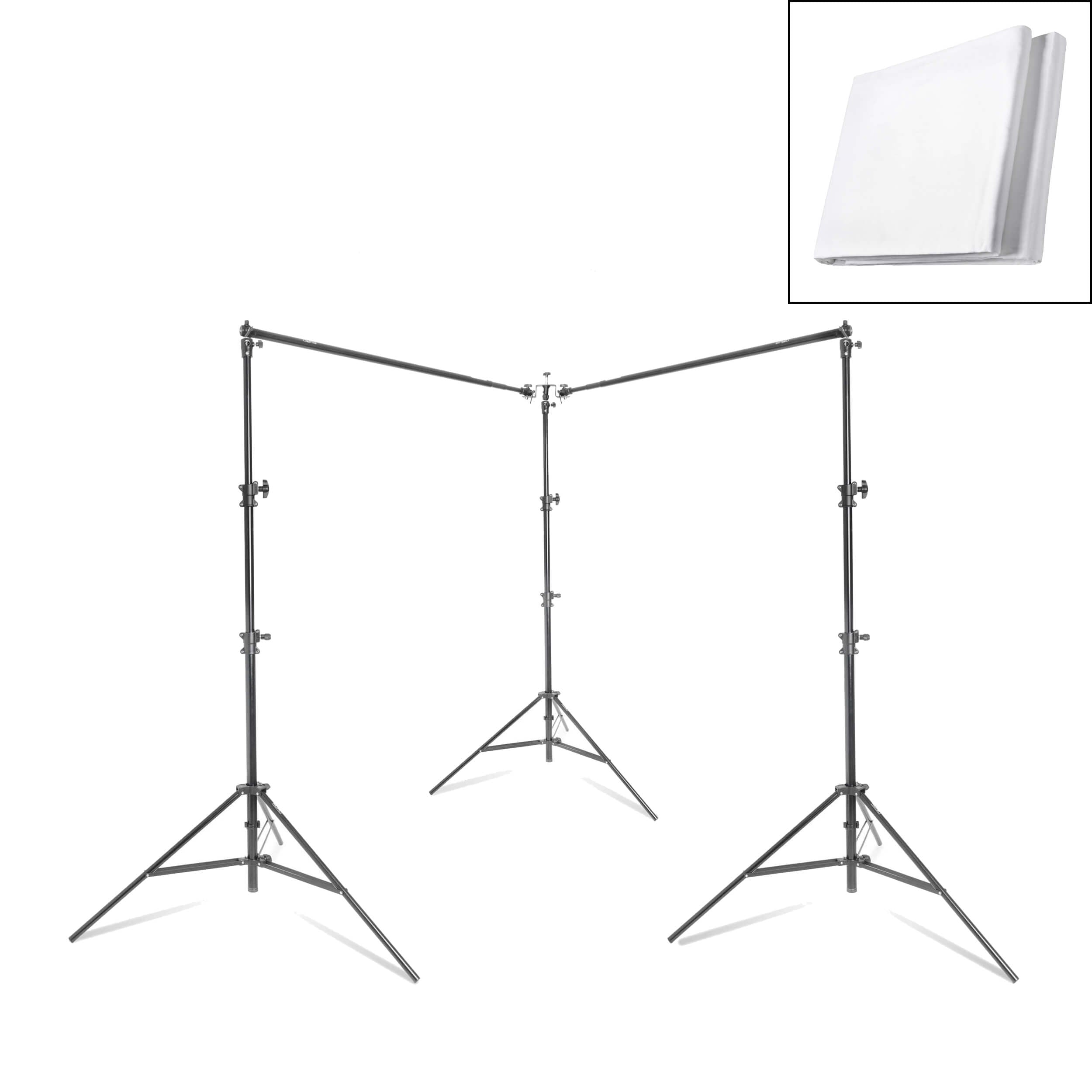 Professional Photo White Background Double Telescopic Backdrop Stand Kit - Perfect for Photography, Video Shooting, and Studio Setups