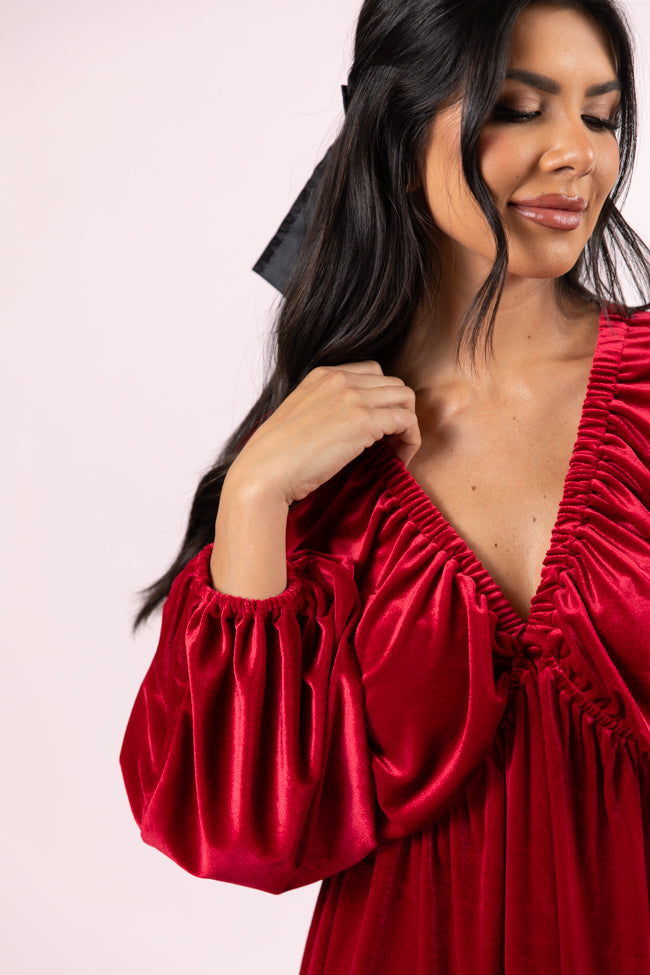 Sexy Red Velvet Babydoll Mini Dress for Women - Perfect for Christmas, Valentine's Day & Date Nights - FINAL SALE