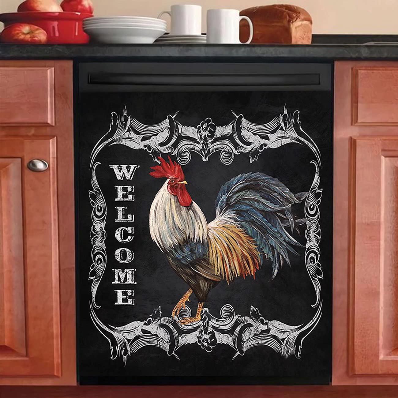 Farmhouse Rooster Magnet Dishwasher Cover - 23