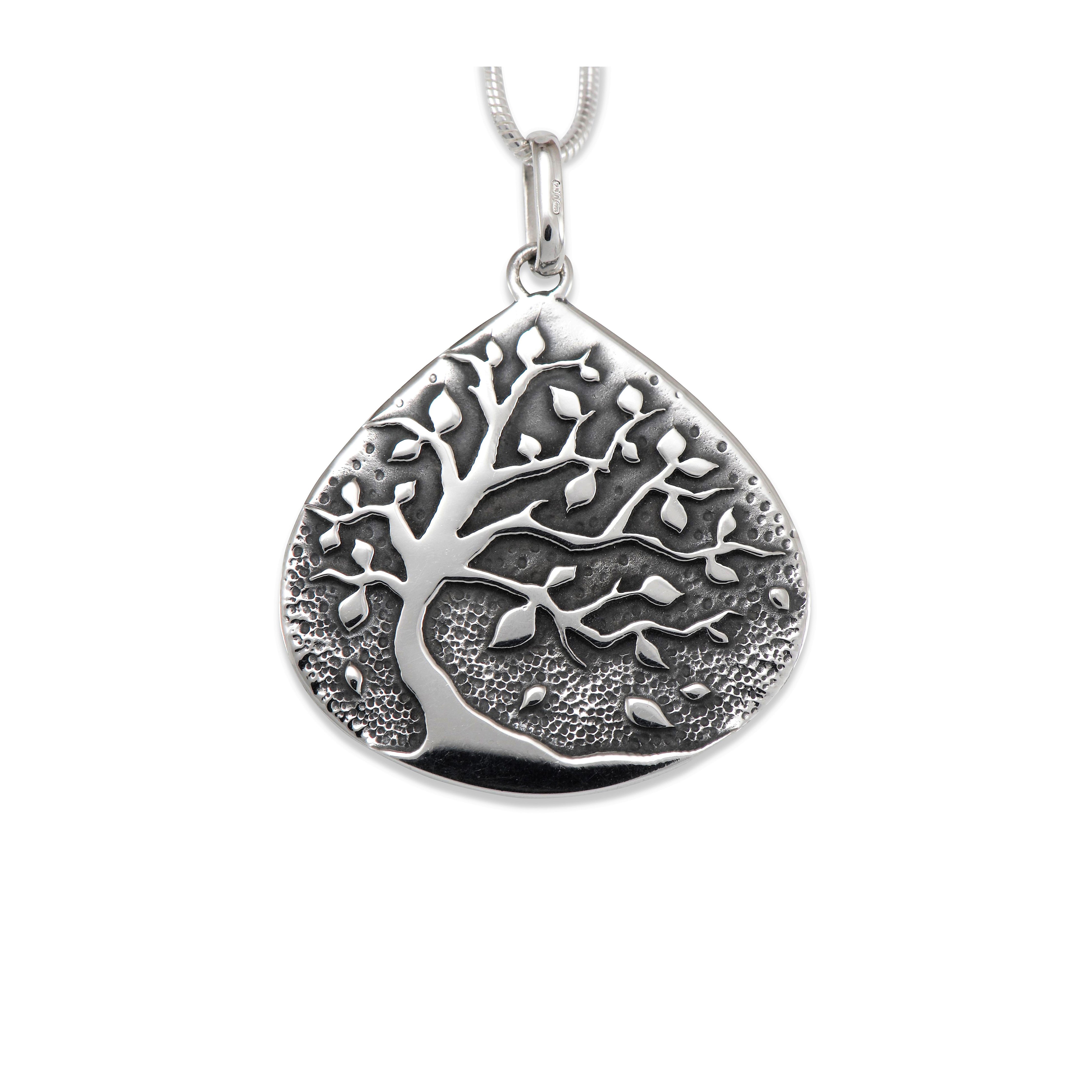 Handmade Cacao Tree Teardrop Pendant Necklace - 925 Sterling Silver Boho Jewelry for Women - Perfect for Everyday Wear & Special Occasions