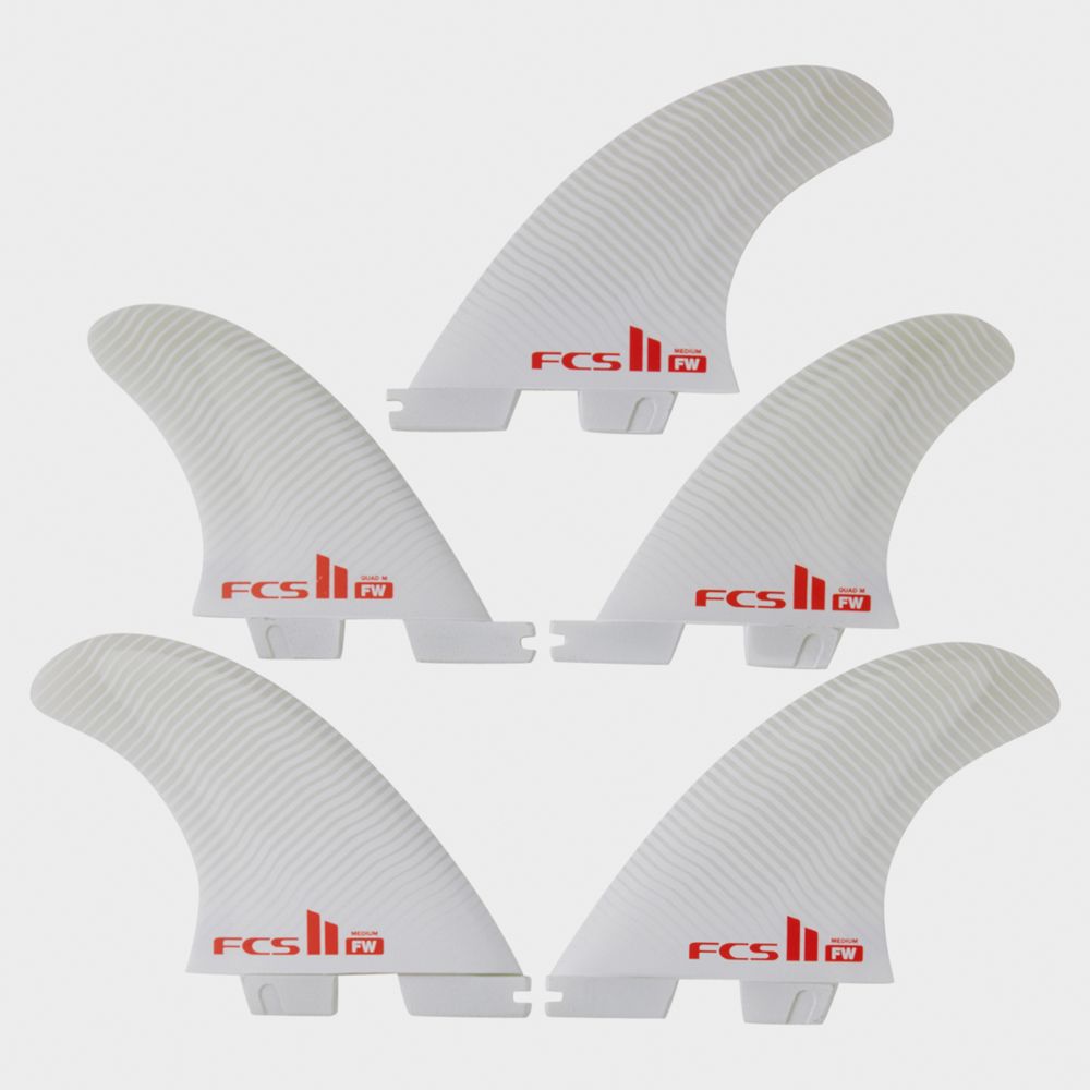 FCS II TRI QUAD Surfboard Fins - Firewire PC White Medium Size - Perfect for Shortboards & Performance Surfing