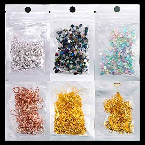 WOKOTO 6-Pack 3D Nail Art Decorations Kit - Gold & Silver Nail Charms, Rhinestones, Studs for Acrylic Nails | DIY Nail Designs for Women | Perfect for Parties, Weddings, and Special Occasions