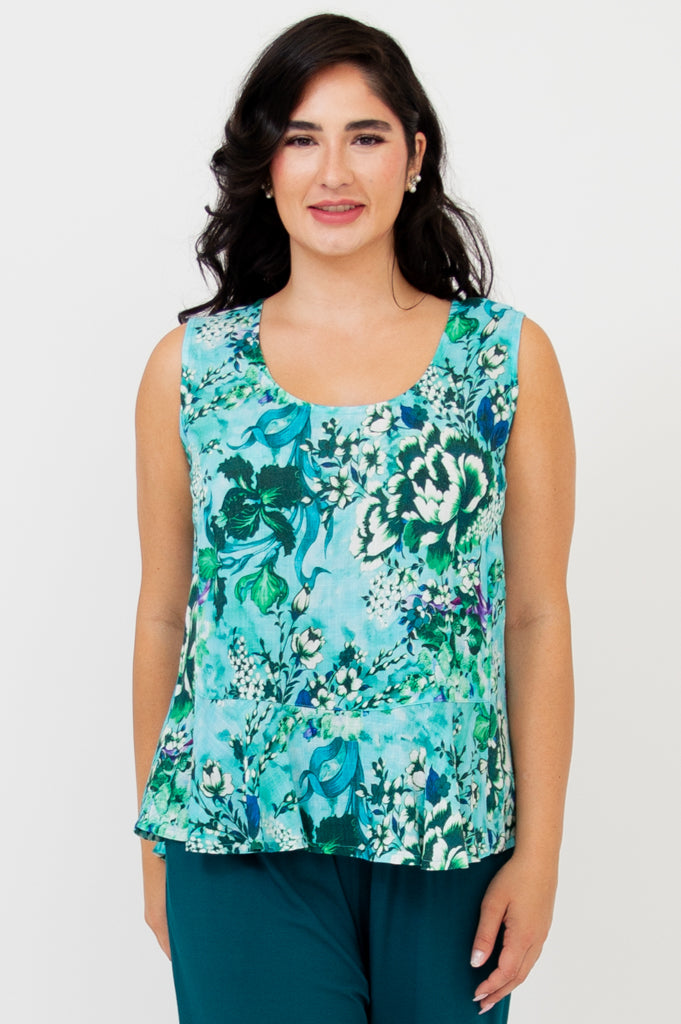 Ginny Tank Top - Enchant Color - Soft Linen Bamboo Blend Women's T-Shirt for Summer, Yoga & Casual Wear