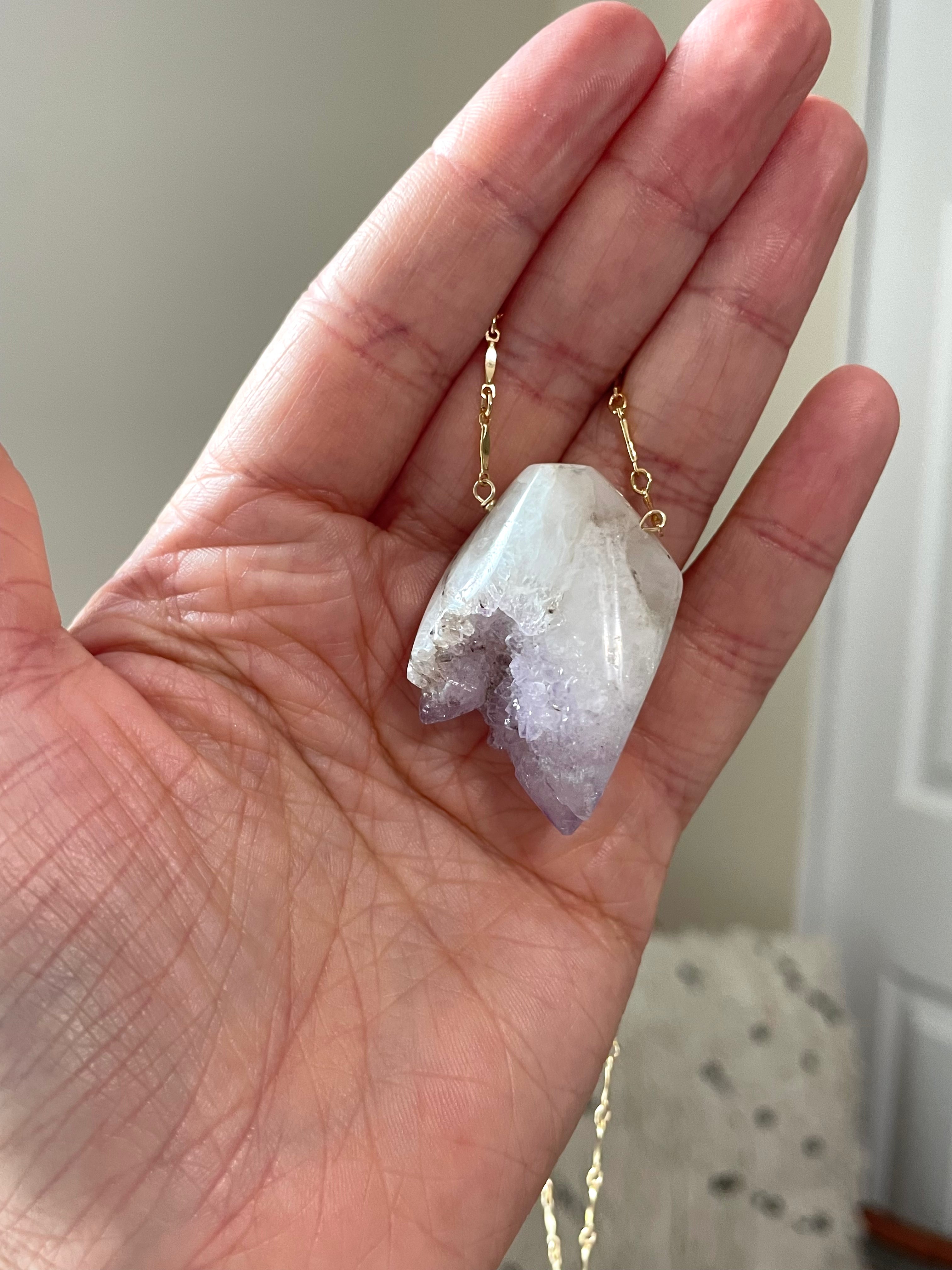 Spirit Quartz Amethyst Statement Necklace - 14K Gold Filled Pendant for Women | Elegant Boho Jewelry for Parties, Weddings & Special Occasions