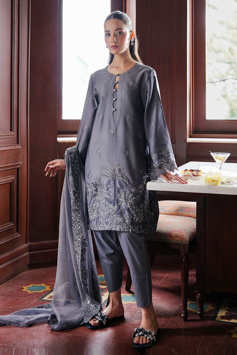 INDIGO BLOOM 3-Piece Satin Embroidered Suit Set for Women - Elegant Formal Outfit for Weddings, Parties & Special Occasions