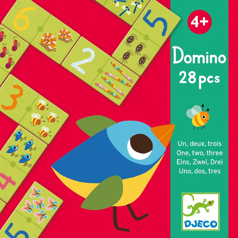 1, 2, 3 Domino 28-Piece Wooden Educational Game for Kids by Djeco - Fun Learning Toy for Preschoolers & Family Game Night