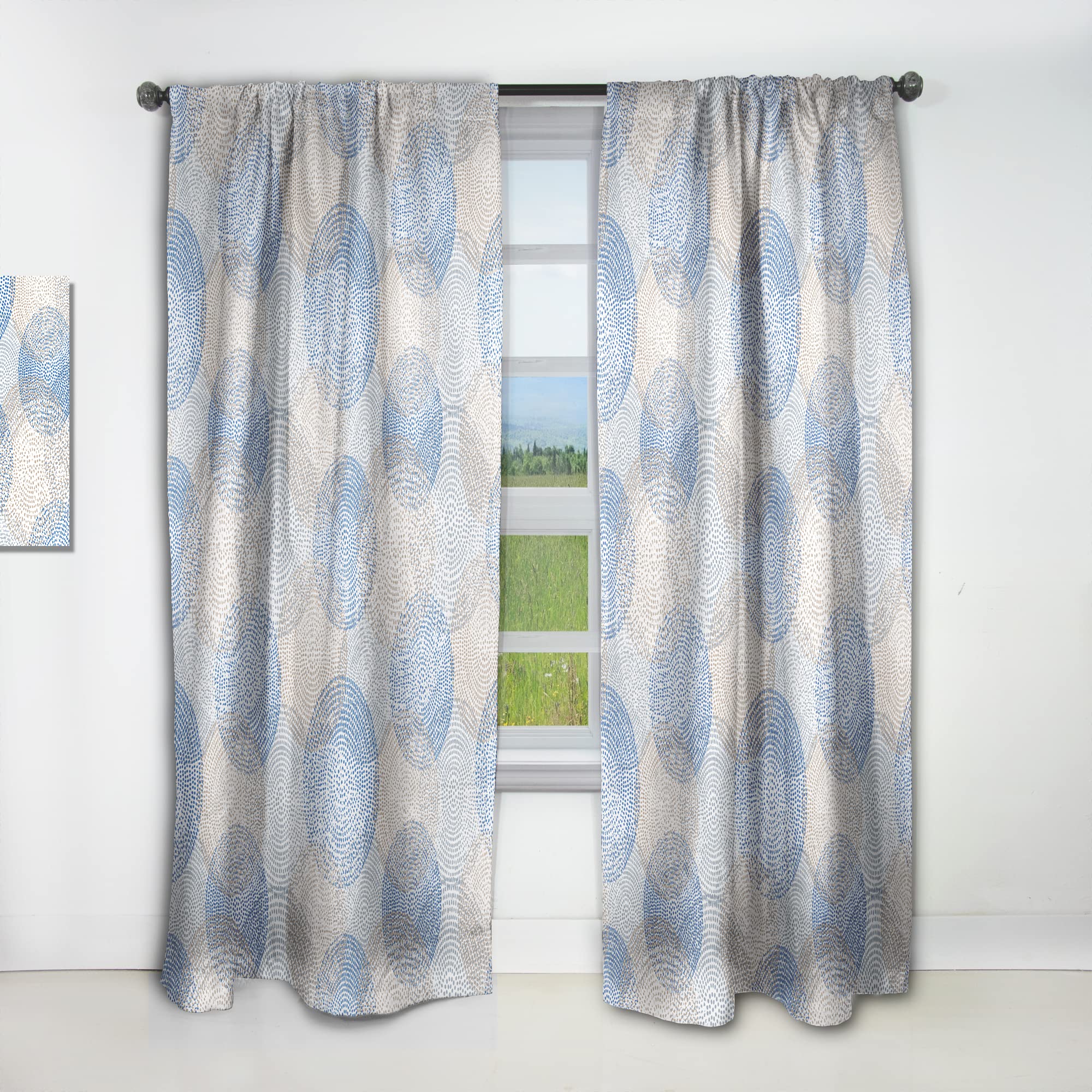 DesignQ Abstract Retro Thermal Insulated Curtains - Single Panel 52x90 Inches - Blackout Drapes for Bedroom & Living Room - Perfect for Home Decor & Light Control