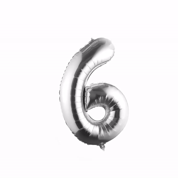 Balloonify Silver Mylar Number 6 Balloon - 40 Inch Large Foil Balloon for Birthday Parties, Anniversaries & Celebrations (1 Count Box)