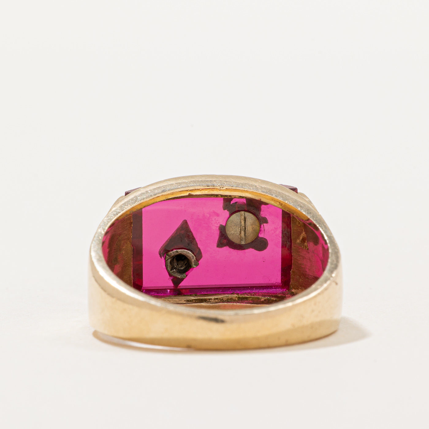 Synthetic Ruby & Diamond Initial 'E' Ring - 7.00ct Ruby & 0.005ct Diamond - Size 9 - Elegant Personalized Jewelry for Women - Perfect for Birthdays, Anniversaries & Special Occasions