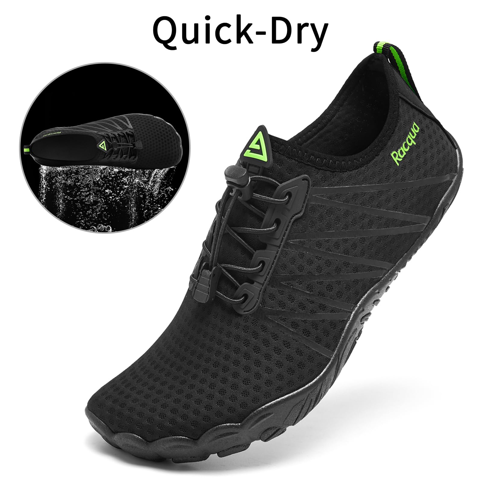 **Racqua Quick-Dry Breathable Water Shoes for Men & Women – Lightweight Swim Shoes for Beach, Pool, Hiking & Outdoor Activities**    *(Use Cases: Perfect for swimming, beach walks, kayaking, snorkeling, water aerobics, and hiking near water.)*