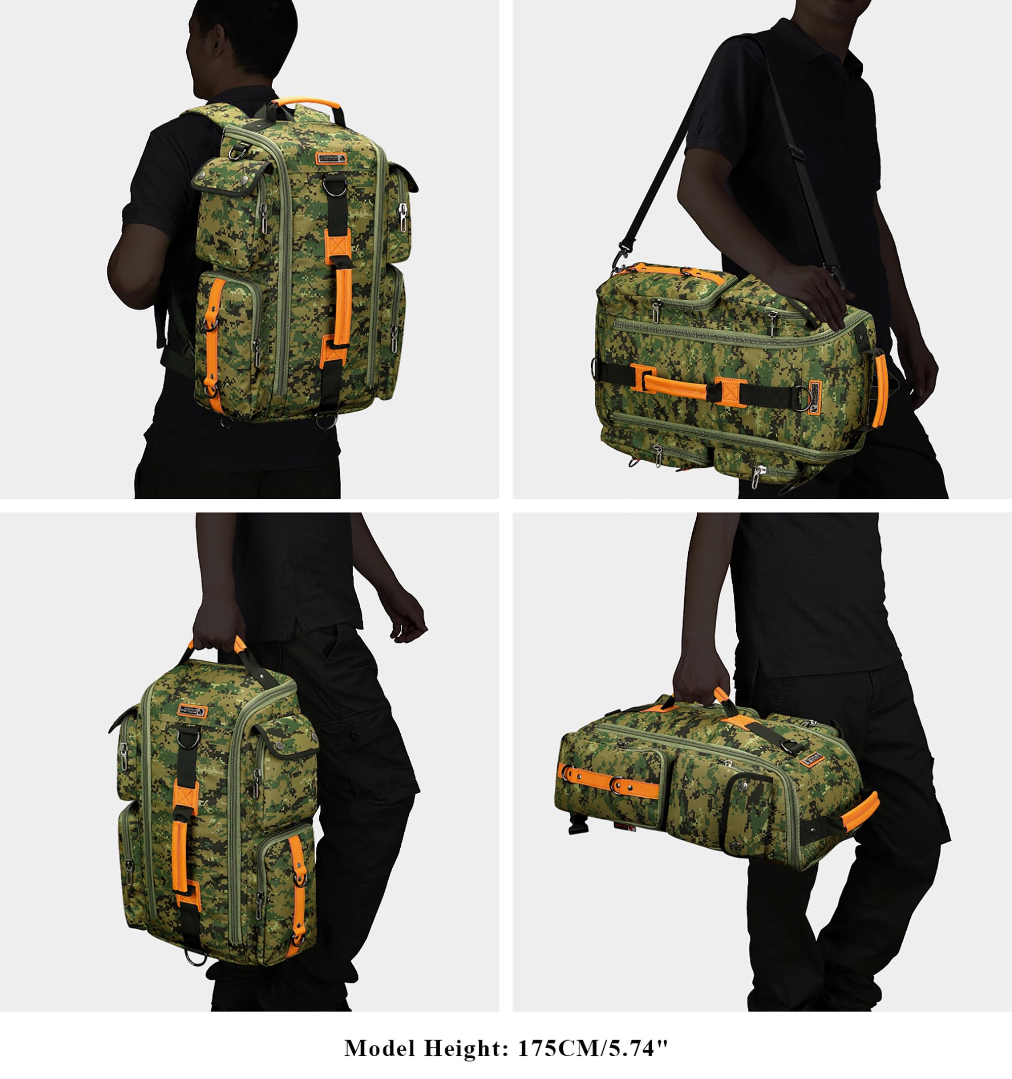 WITZMAN Digital Camo Backpack for Men - Large Capacity 17 Inch Laptop Backpack & Carry On Duffel Bag (6695 Camo Green) | Perfect for Travel, Work, School & Outdoor Adventures