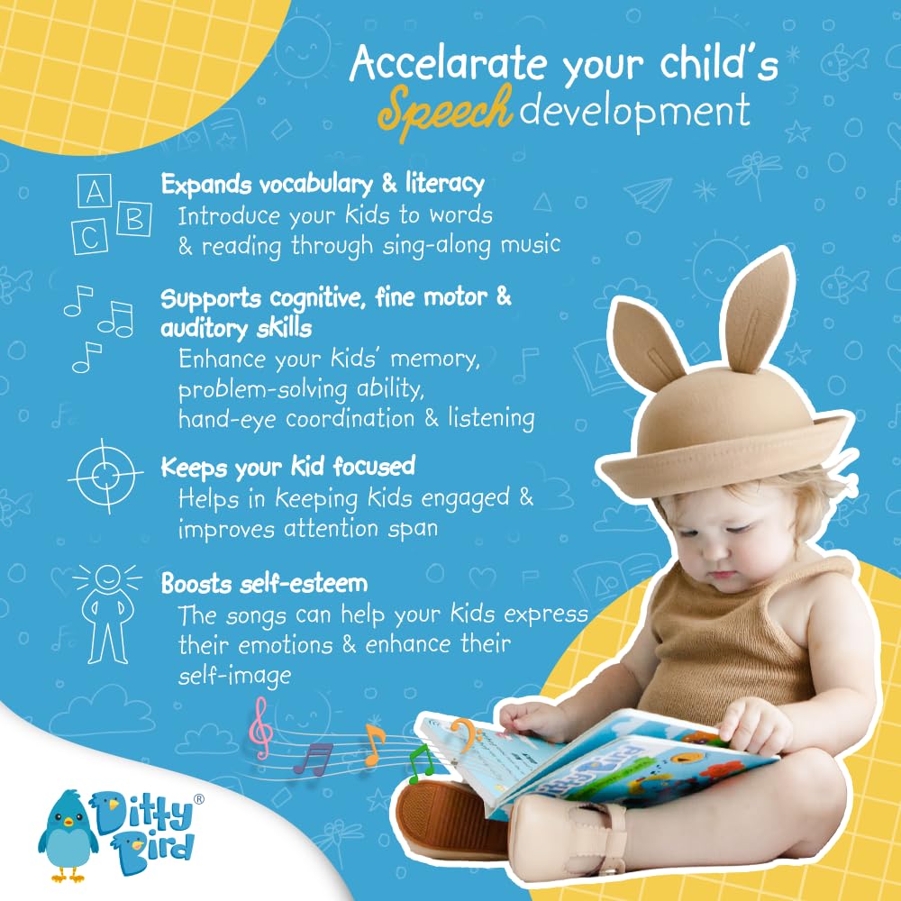 Ditty Bird Spanish Nursery Rhymes Sound Book - Bilingual English/Spanish Musical Books for Toddlers & Babies | Interactive Animal & Bedtime Songs | Early Learning & Language Development | Perfect for Storytime, Gifts & Spanish Immersion (Libro en Español para Bebés)