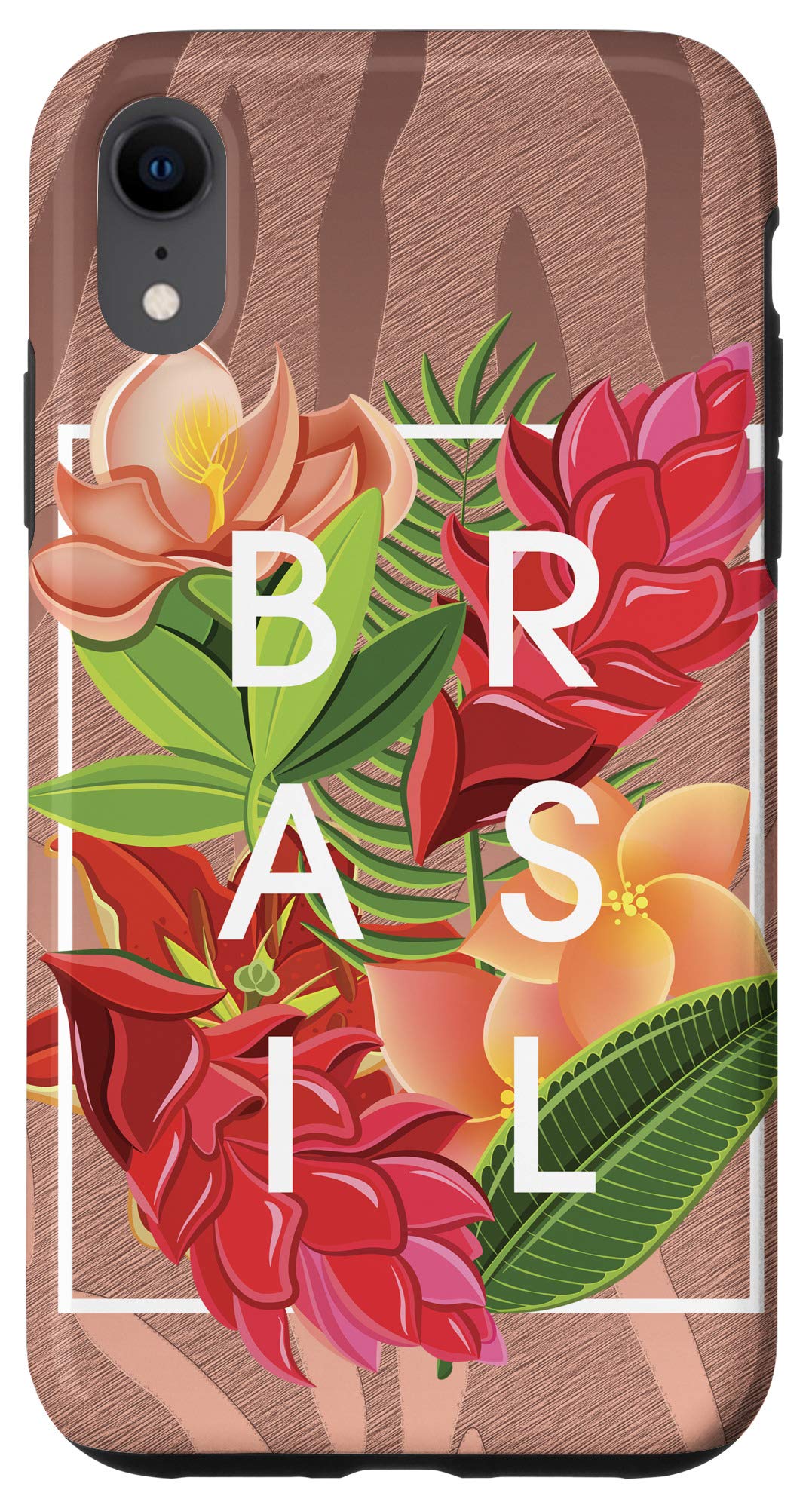 iPhone XR Case - Brazilian Flowers Word Art Design - Durable Protective Cover for iPhone XR - Perfect for Travel, Work & Everyday Use