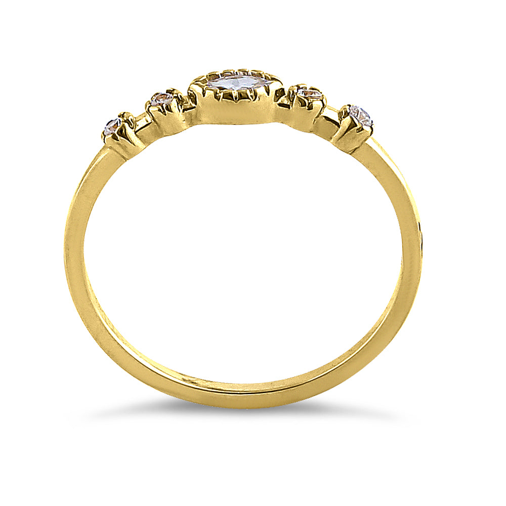 14K Yellow Gold Marquise Cut Cubic Zirconia Ring for Women - Elegant & Durable CZ Jewelry for Weddings, Anniversaries & Special Occasions