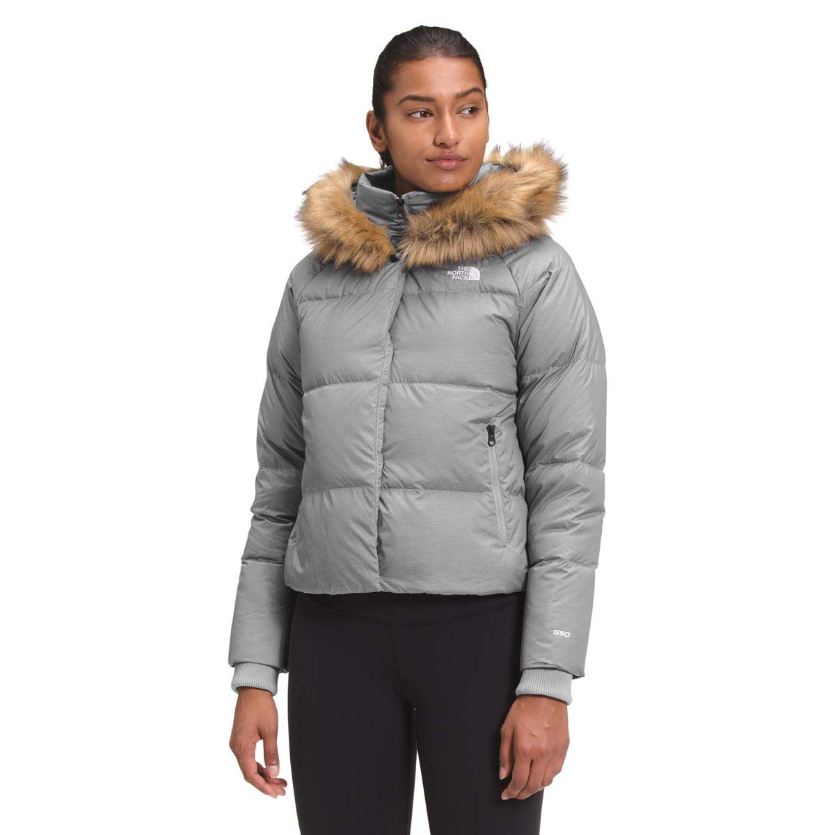 THE NORTH FACE Women's Dealio Down Crop Jacket - Large Size, TNF Medium Grey Heather - Lightweight Insulated Winter Jacket for Hiking & Outdoor Activities