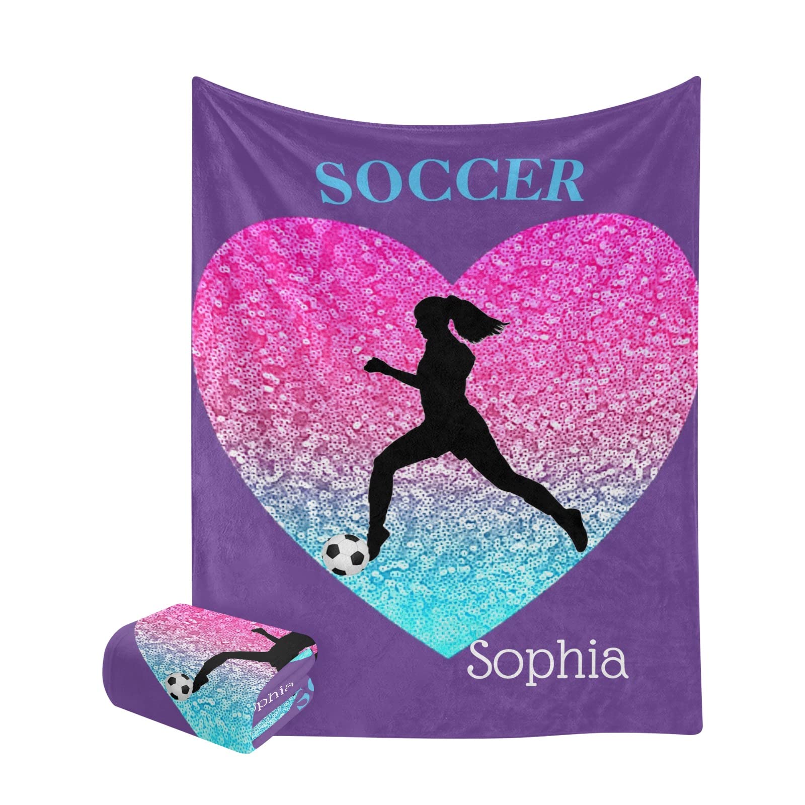 Personalized Soccer Blankets for Girls - Soft Cozy 60