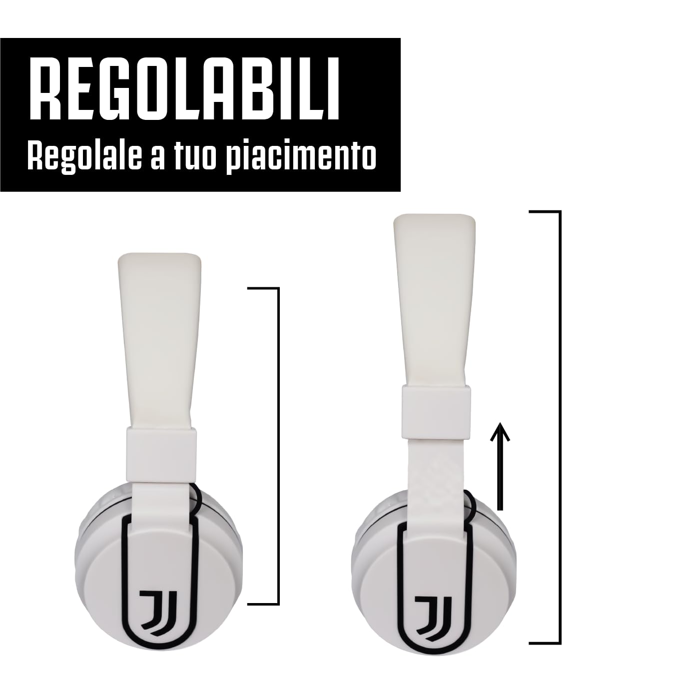 Official Juventus FC Gaming Headset with Built-in Microphone - On-Ear Headphones with 3.5mm AUX Cable & USB-C Adapter - White/Black - Perfect for Gaming, Streaming & Online Classes