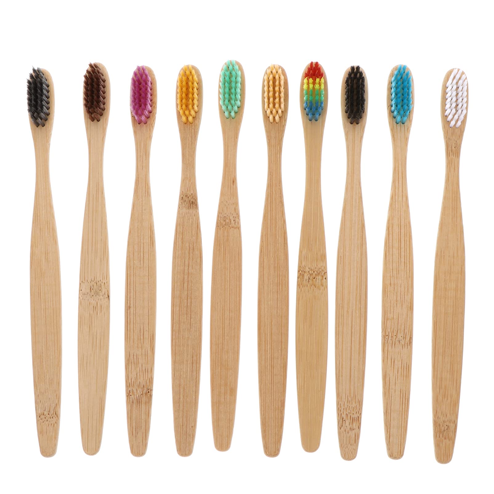 EXCEART 10 Pack Natural Bamboo Toothbrushes - Biodegradable, Organic, Soft Bristles for Sensitive Teeth - Eco-Friendly Dental Care for Men & Women - Perfect for Travel, Home & Zero-Waste Lifestyle