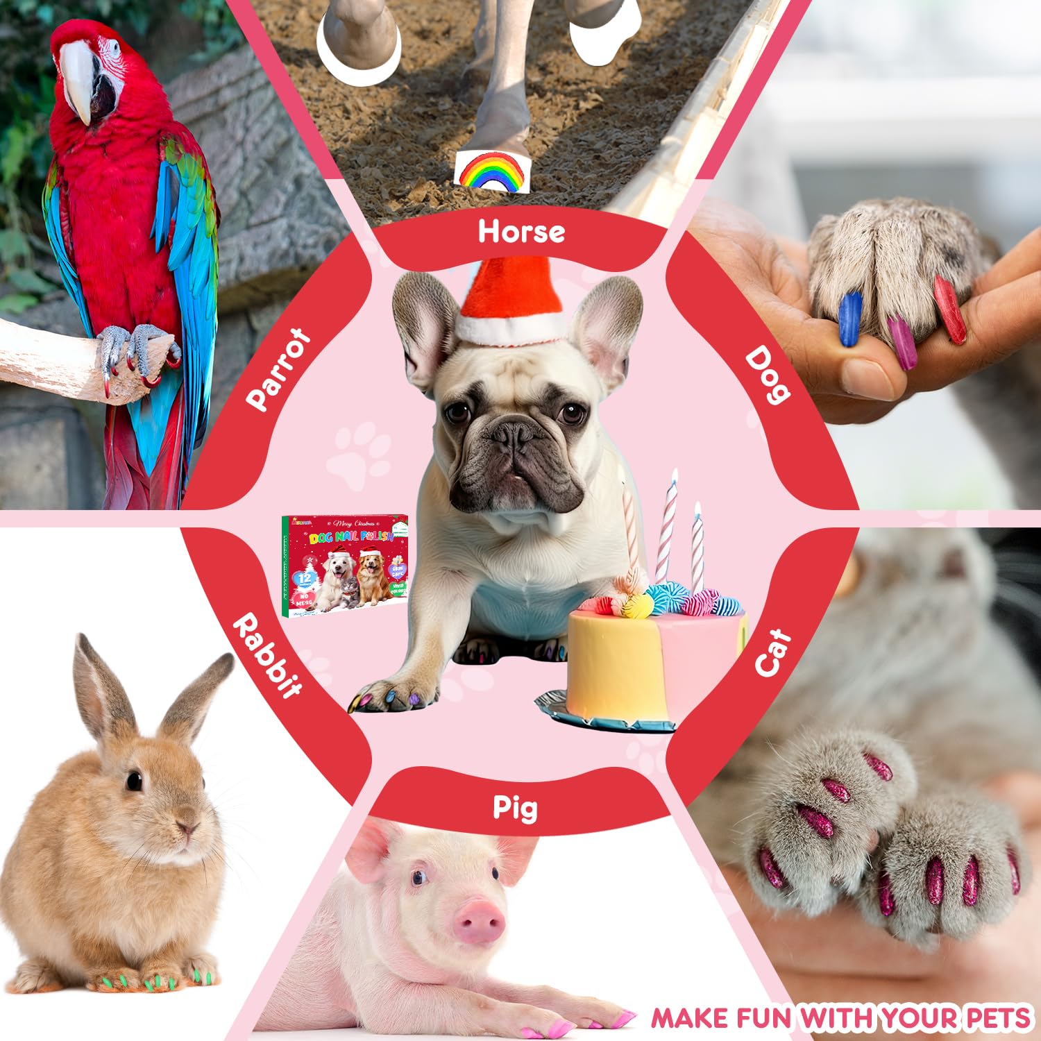 Quick Dry Dog Nail Polish Pens - 12 Color Safe Pet Nail Art Set for Puppy Grooming & Paw Care