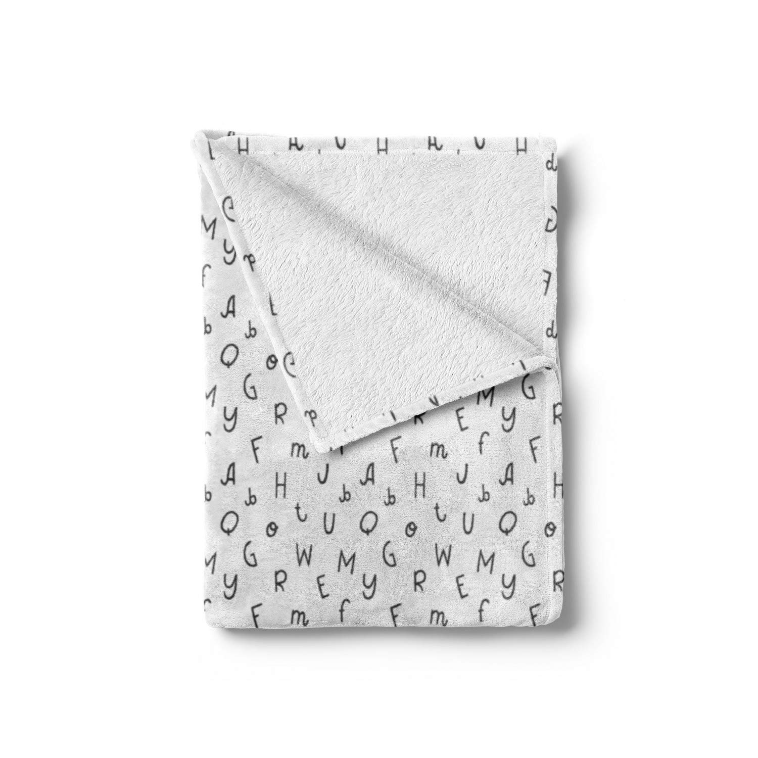 Ambesonne Alphabet Throw Blanket - Soft Flannel Fleece Accent Blanket with Minimalist Letter Pattern, 50