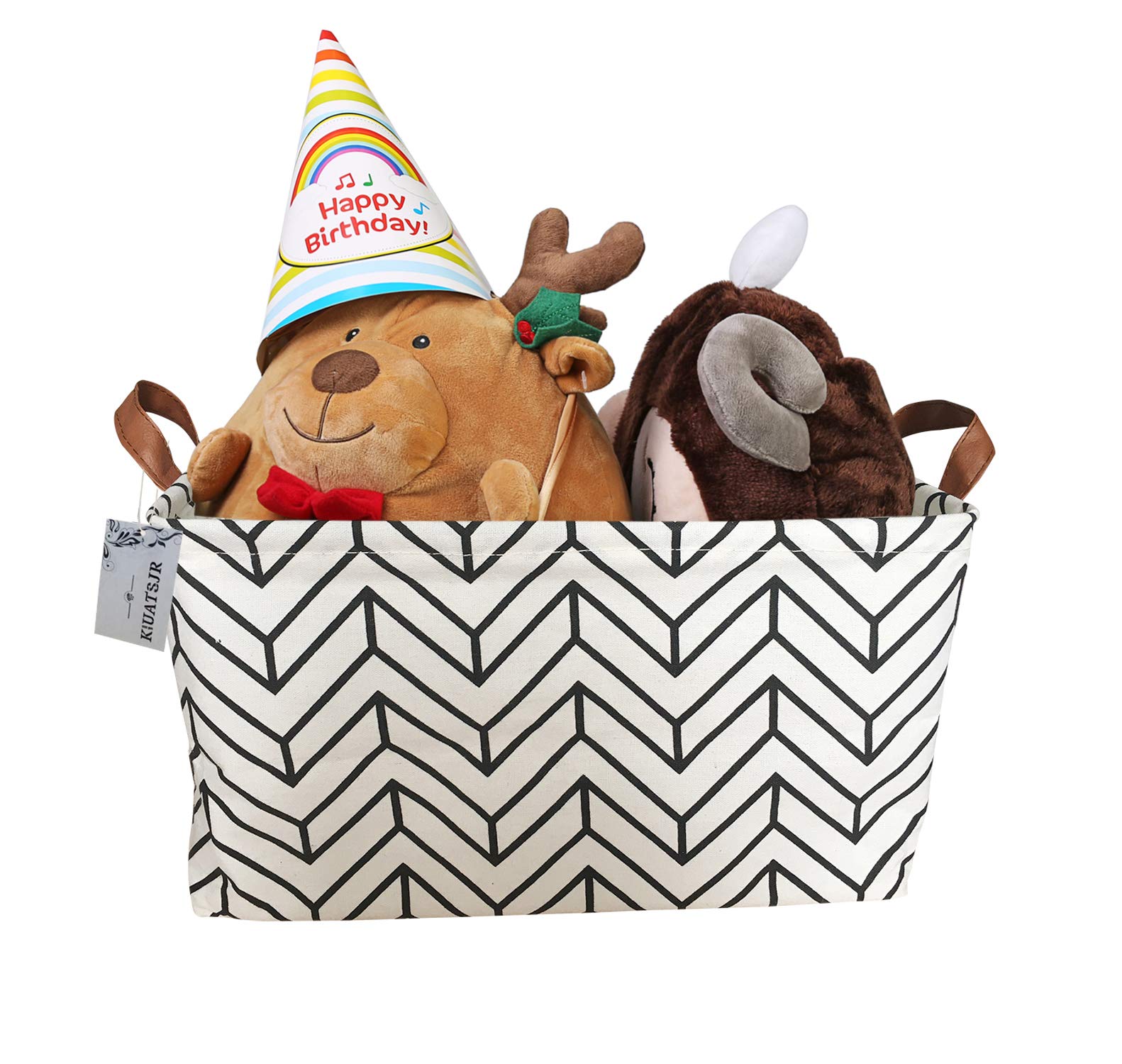 Waterproof Collapsible Rectangular Canvas Storage Bins with Handles - Foldable Toy Organizer Basket for Kids' Clothes, Books & Toys | Perfect for Nursery, Playroom & Closet Organization