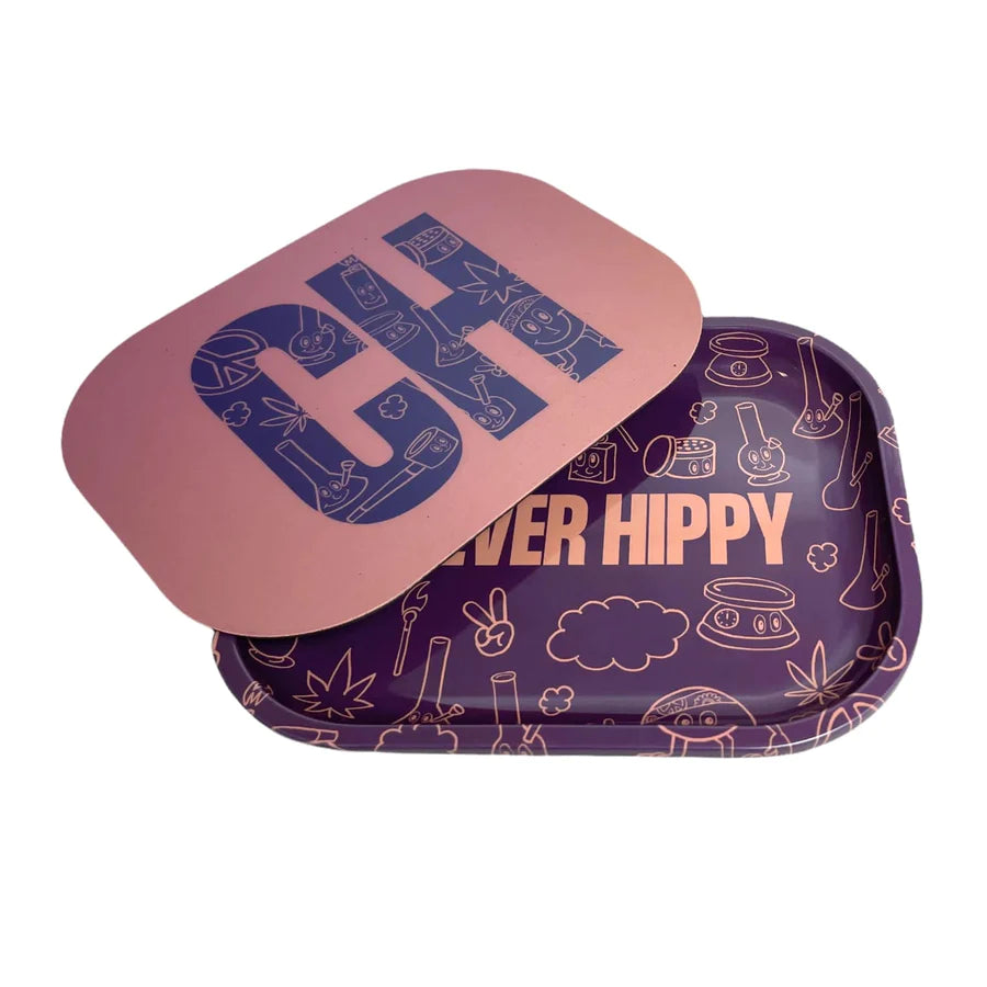 Small Purple Rolling Tray with Lid - Portable Herb Storage & Rolling Station - Perfect for Travel, Camping & Home Use