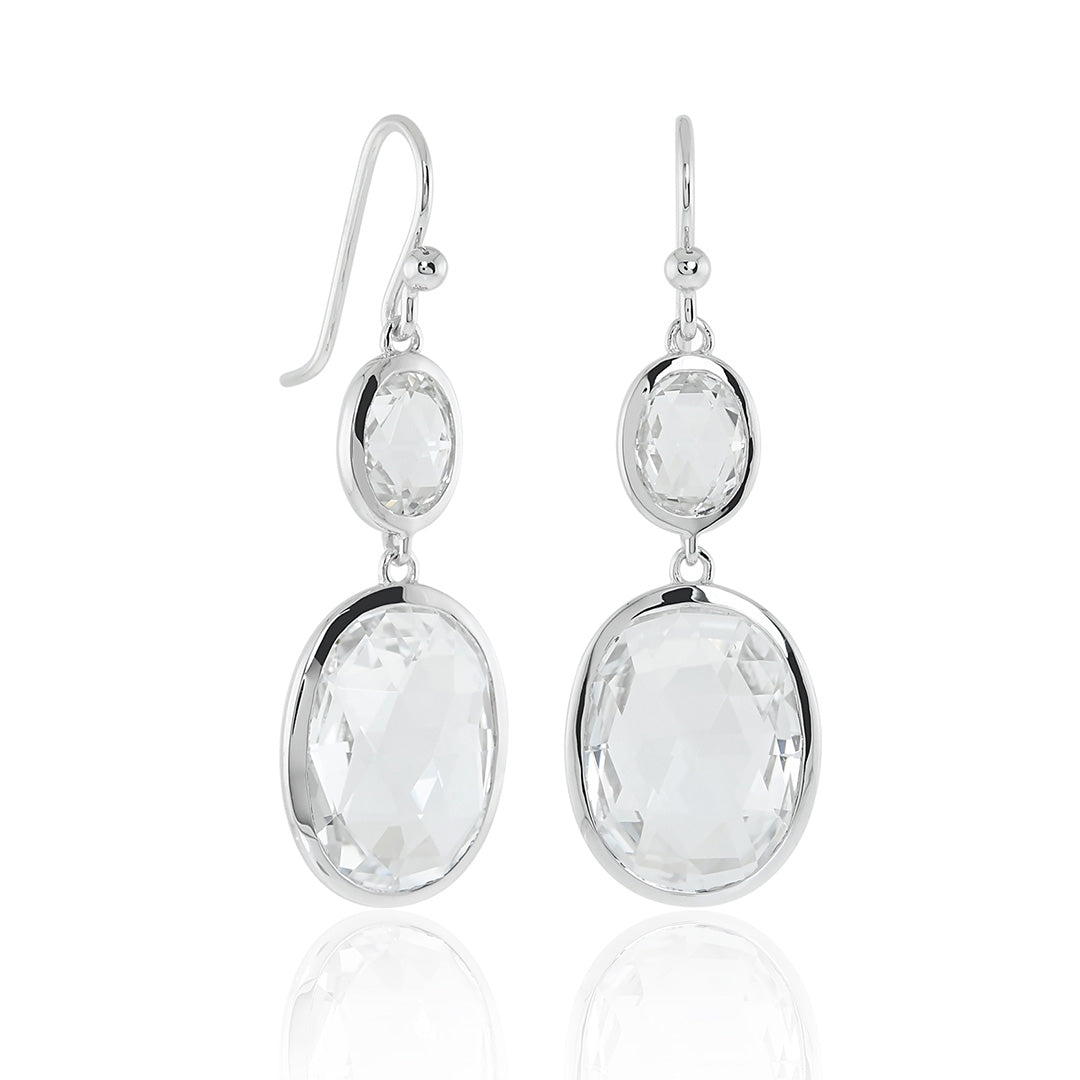 White Topaz Raindrop Earrings – Elegant Dangle Earrings for Women, Perfect for Weddings, Parties & Special Occasions
