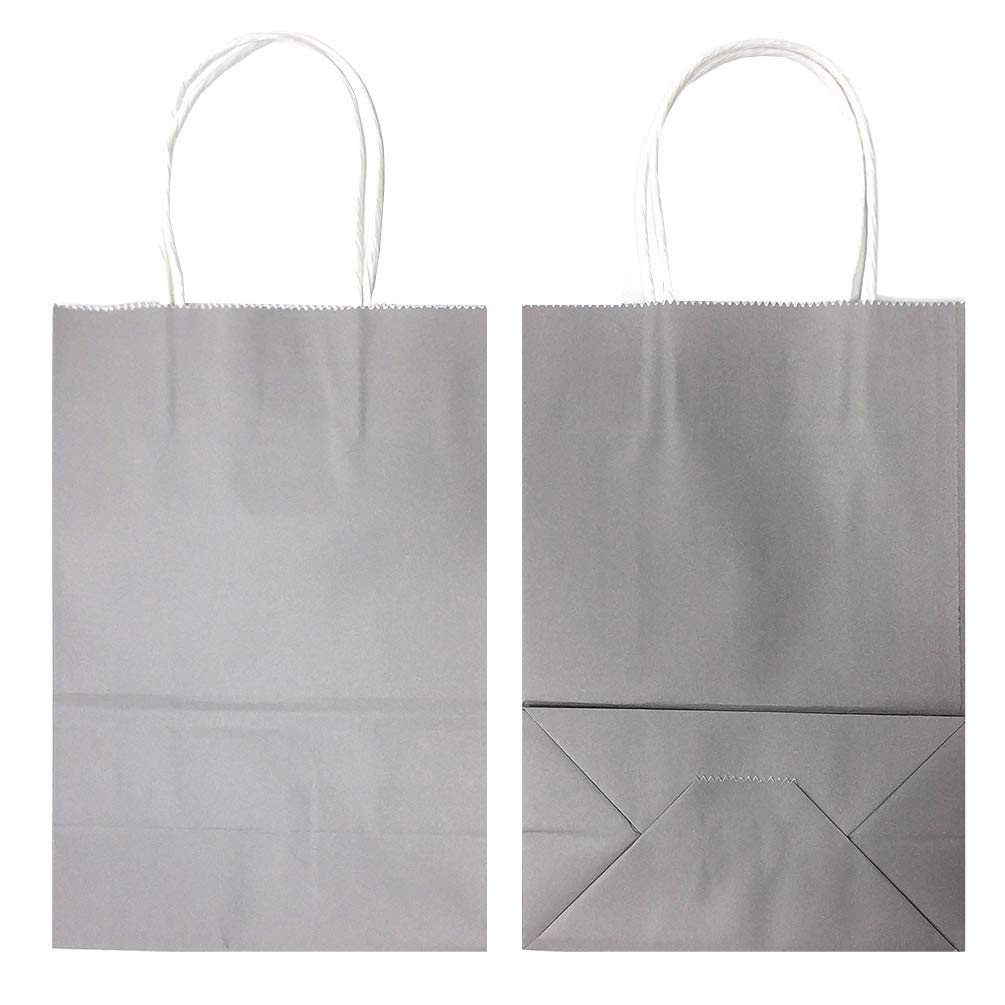 AZOWA 25-Pack Small Kraft Paper Gift Bags with Handles - 8.2 x 5.9 x 3.1 Inches, Eco-Friendly Grey Party Favor Bags for Weddings, Baby Showers & Birthday Gifts
