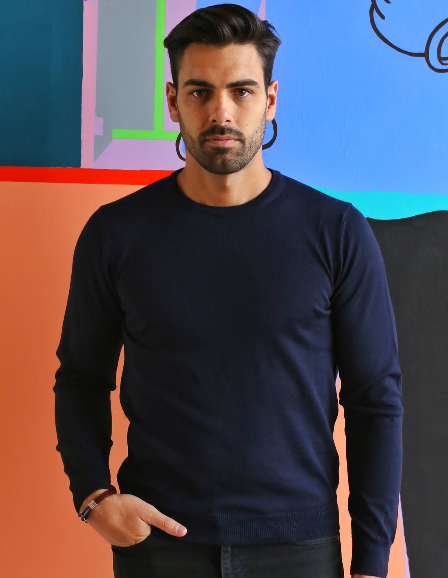 Premium Merino Wool Crew Neck Sweater for Men & Women - Soft, Warm & Breathable Winter Pullover - Navy Blue - Perfect for Casual Wear, Office & Outdoor Activities