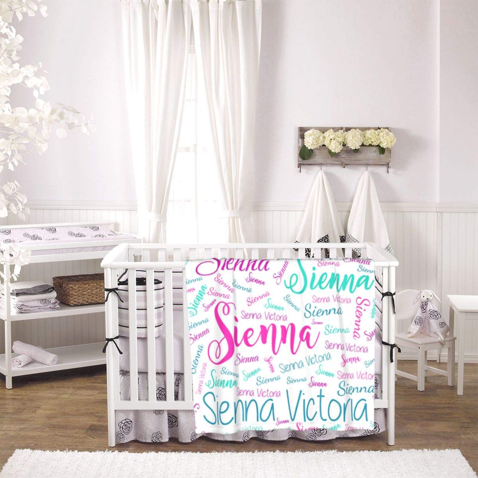 Personalized Custom Baby Girl Blankets with Name - 60x80 Inch Soft Fleece Blanket for Newborns, Infants & Toddlers - Perfect for Nursery, Stroller, Crib & Photo Shoots