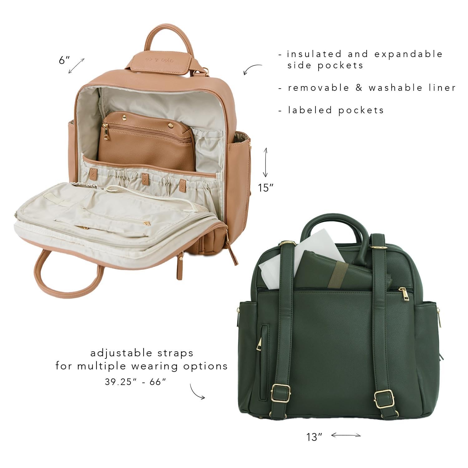 Ayla & Co Full-Size Diaper Backpack for Baby Girl & Boy - Convertible Crossbody/Tote Bag with Insulated Pockets, Changing Pad & Organizer Pouch - Perfect for Travel, Daycare & On-the-Go Parents (Pebble Design)