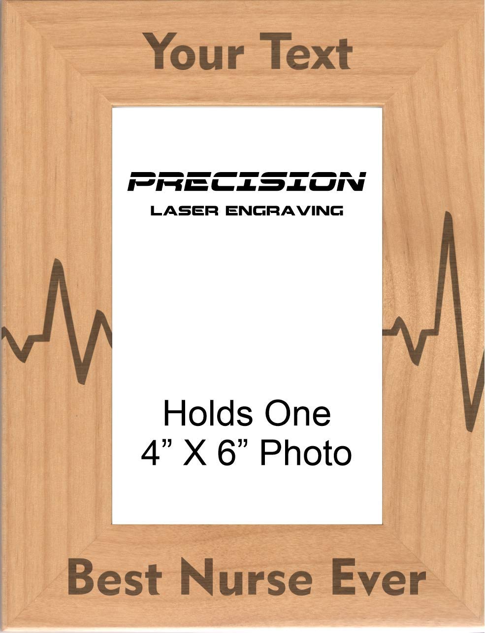 Custom Nurse Gift - Heartbeat Engraved Wood Frame for Medical Professionals