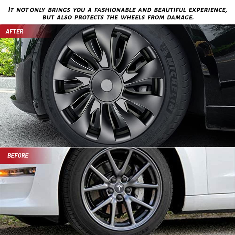 Tesla Model 3 Wheel Covers 18 Inch - Induction Style Hubcaps for 2017-2023 Tesla Model 3 | Premium Alloy Wheel Protection & Stylish Upgrade for Daily Commute & Road Trips